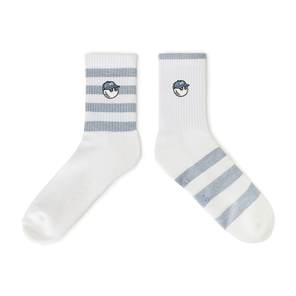 말본 골프(MALBON GOLF) 언발란스 스트라이프 와펜 크루 삭스 OFF WHITE