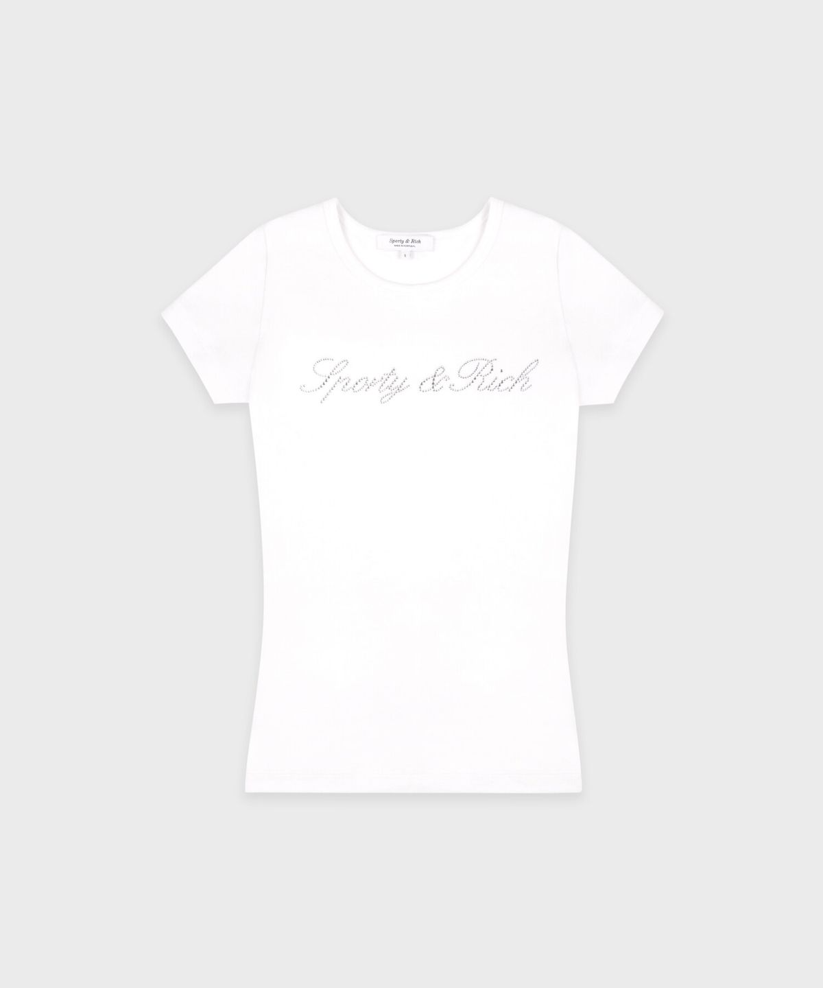 스포티앤리치(SPORTY&RICH) 시그니처 로고 크리스탈 티셔츠 - 화이트 R263AWT015