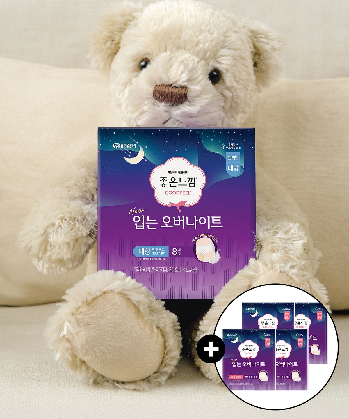 좋은느낌(GOODFEEL) 오리지널 입는오버나이트 소/중/대 8매x6팩 +(증)입오버4p