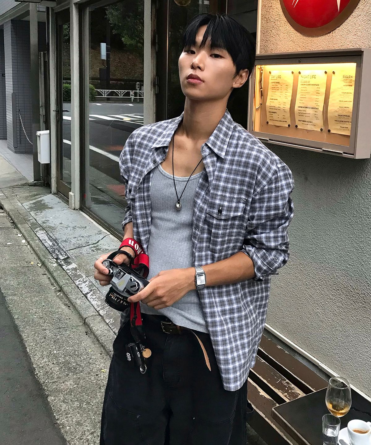브랜디드(BRANDED) TWO POCKET CHECK SHIRT [BLUE BROWN]