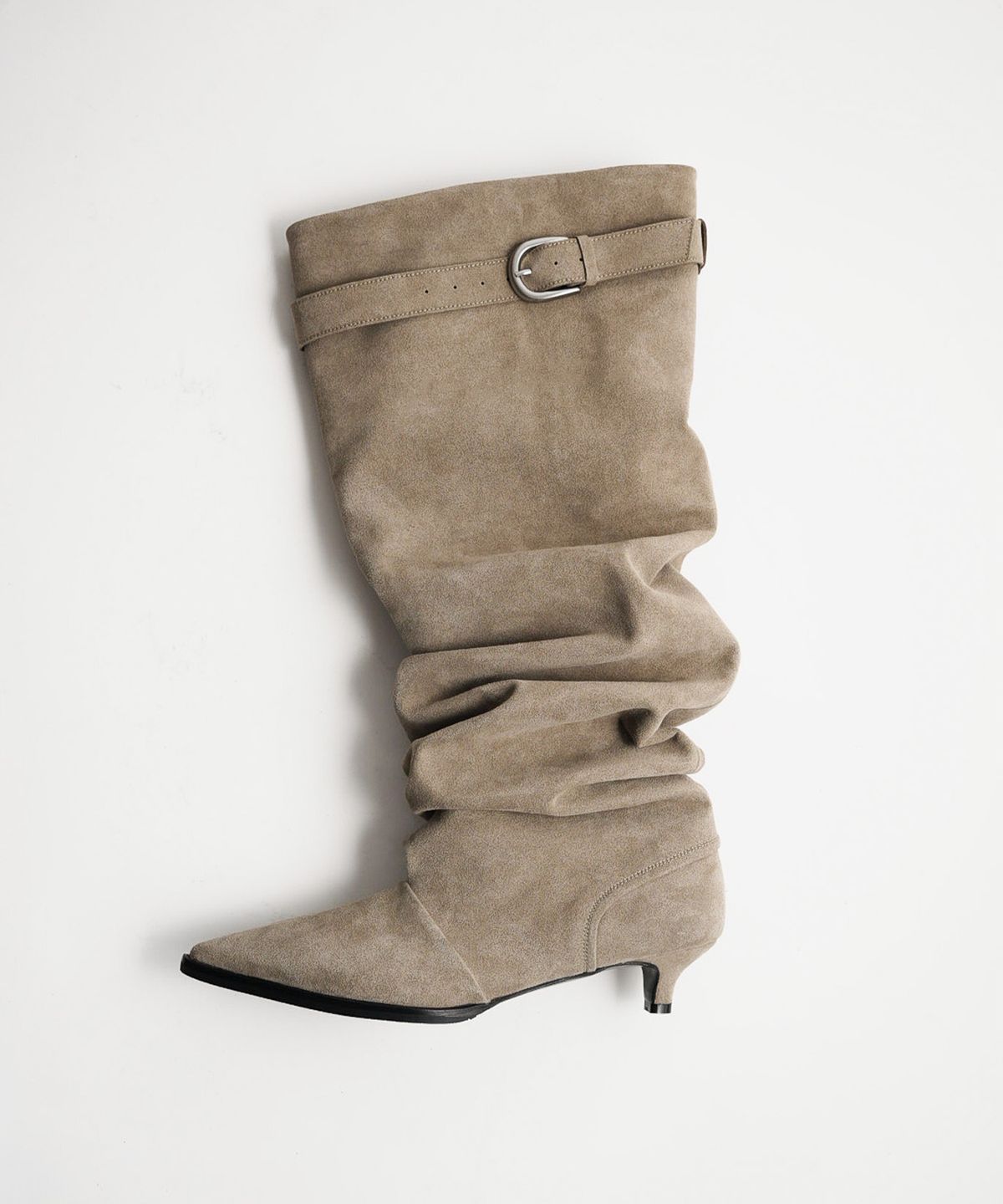 네거티브쓰리(NEGATIVETHREE) H-Kimera Knee-High Slouchy Long Boots_Sand