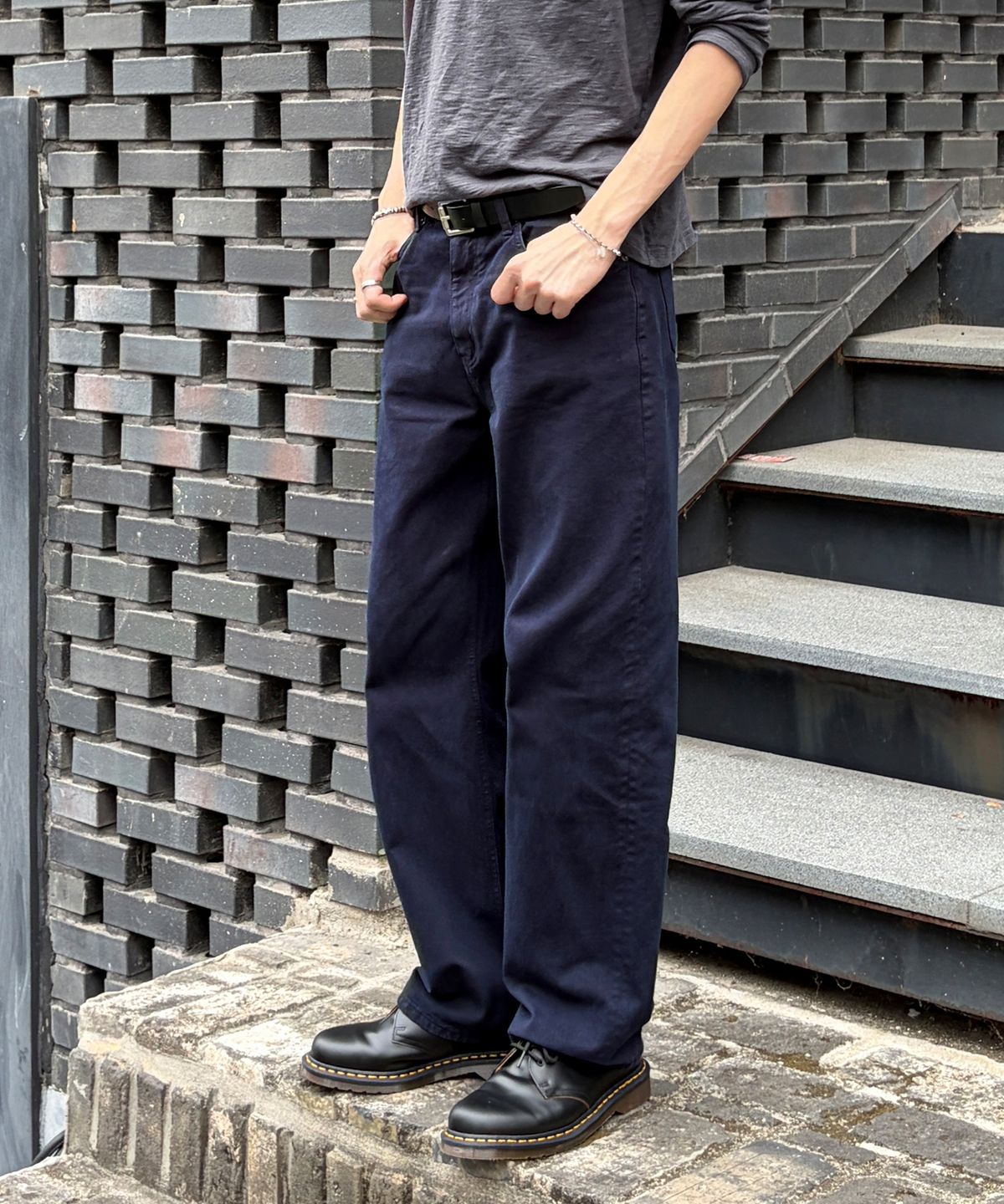 브랜디드(BRANDED) 1734 FRENCH NAVY JEANS [WIDE STRAIGHT]