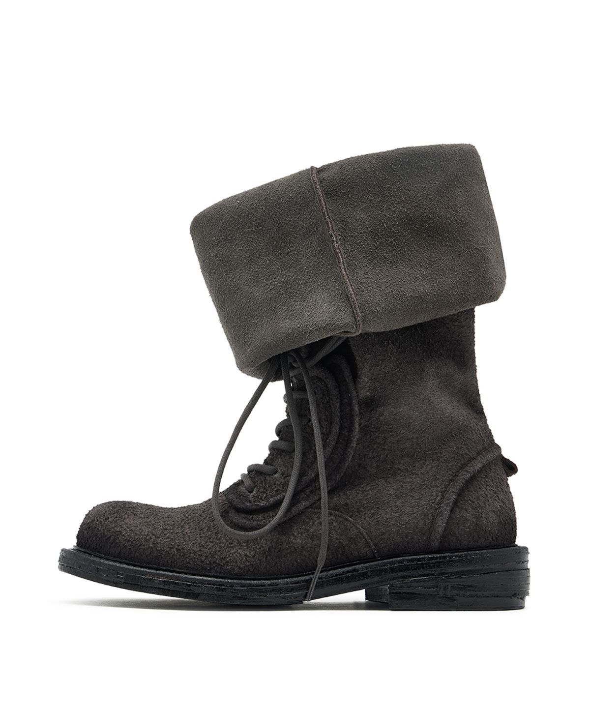 네거티브쓰리(NEGATIVETHREE) NO.2 Folded lace-up long boots_Buffalo Charcoal