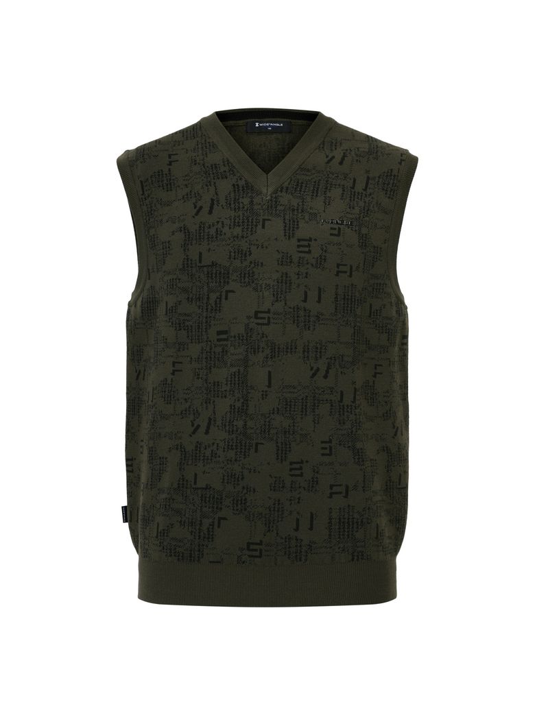 TO 패턴 브이넥 스웨터 베스트 M_Khaki