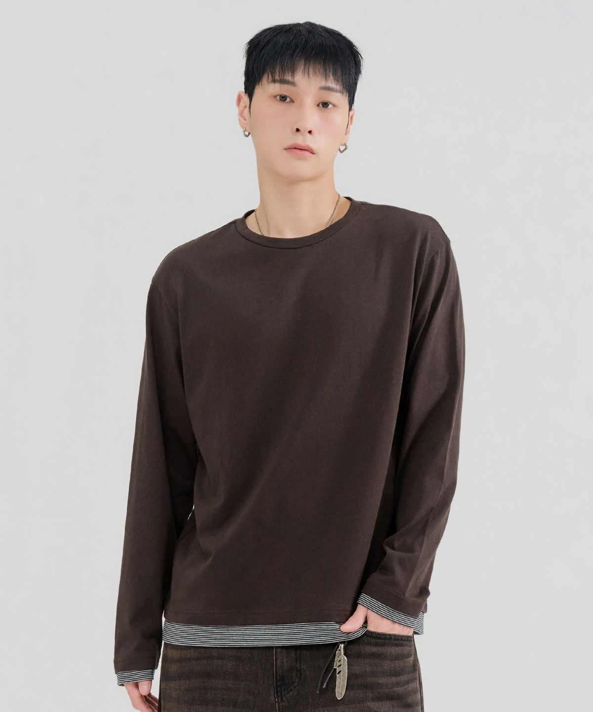 체이스컬트(CHASECULT) 남성 레이어드 긴팔 티셔츠-FERK5111B08