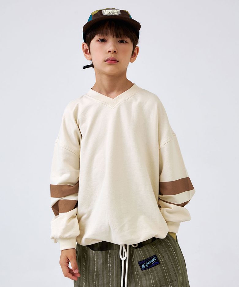 베른 스트라이프 맨투맨 아이보리