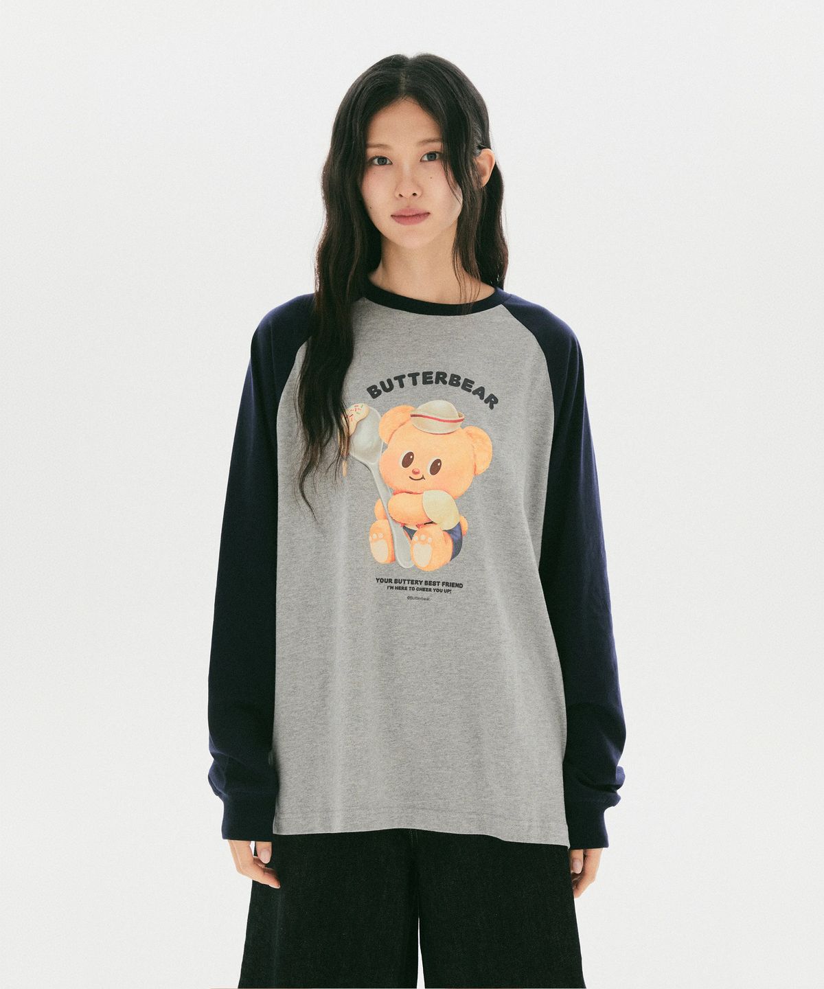 스파오(SPAO) [버터베어] 래글런 긴팔티(Navy)_SPLAG49U07