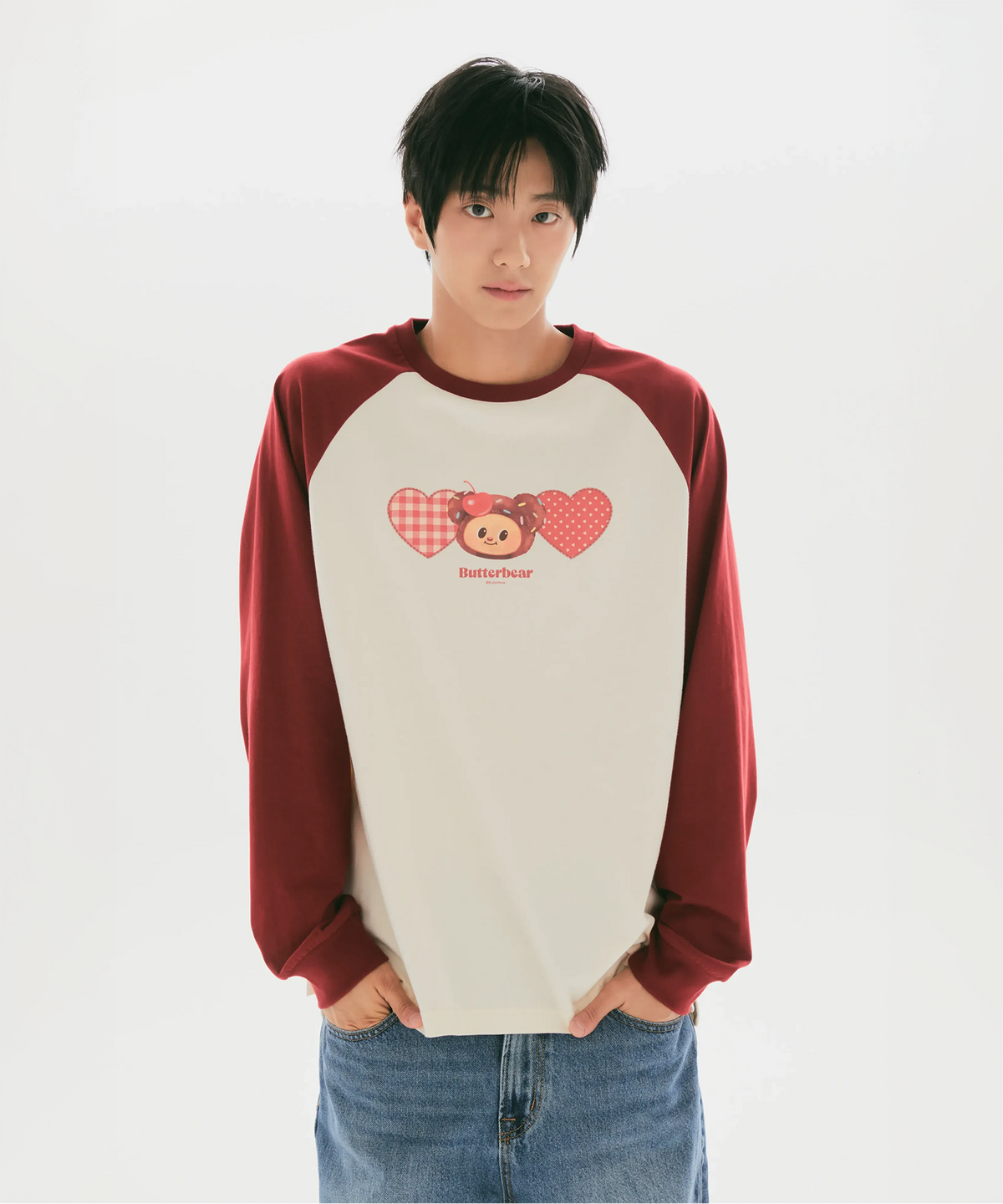 스파오(SPAO) [버터베어] 래글런 긴팔티(Burgundy)_SPLAG49U07