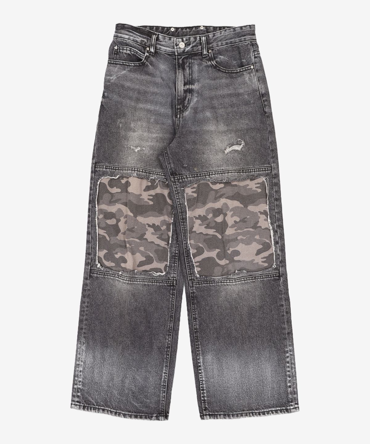 메종미네드(MAISON MINED) ISLAND SQUARE PATCH DENIM PANTS BLACK 46