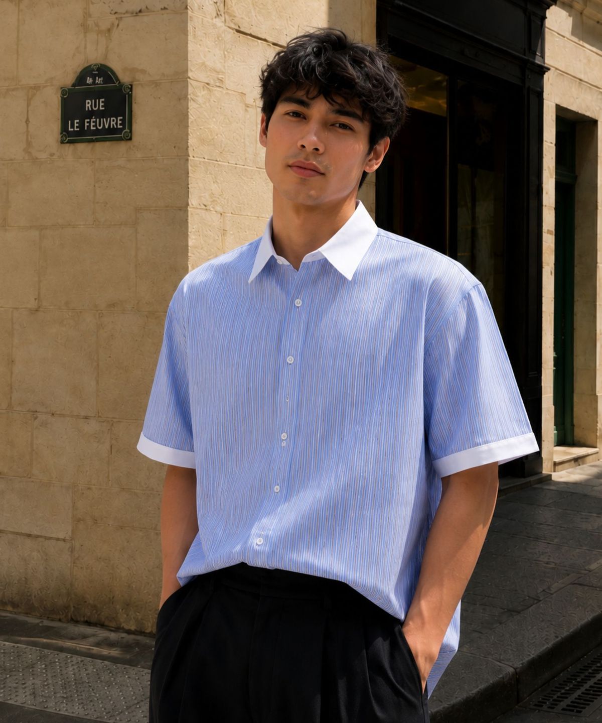 블랙크러쉬(BLACRUSH) [YOEL남성] Riviera Stripe Half Shirt