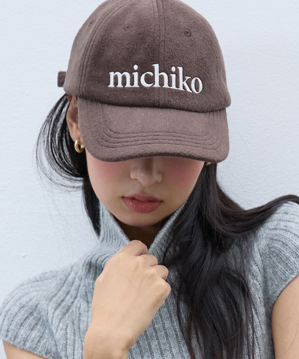 미치코런던 코시노(MICHIKO LONDON KOSHINO) 미치코 울 볼캡 모카 브라운