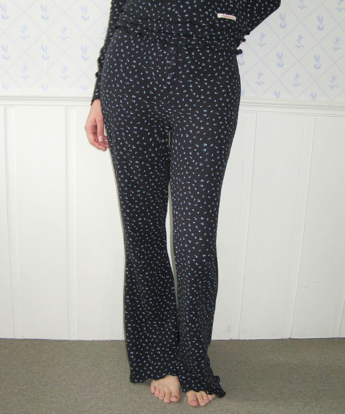 아메스 월드와이드(AMES-WORLDWIDE) CLASSIC FLOWER BOOT CUT PANTS NAVY