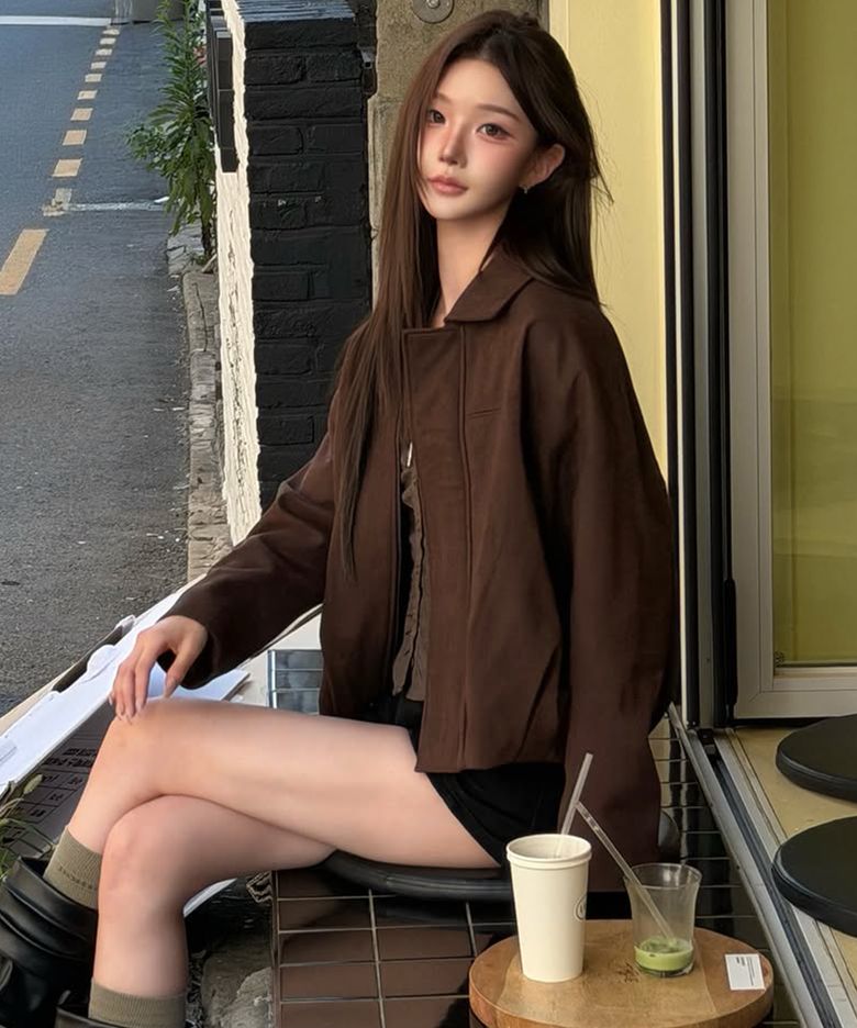 신세틱 스웨이드 커브 블루종 [다크브라운]