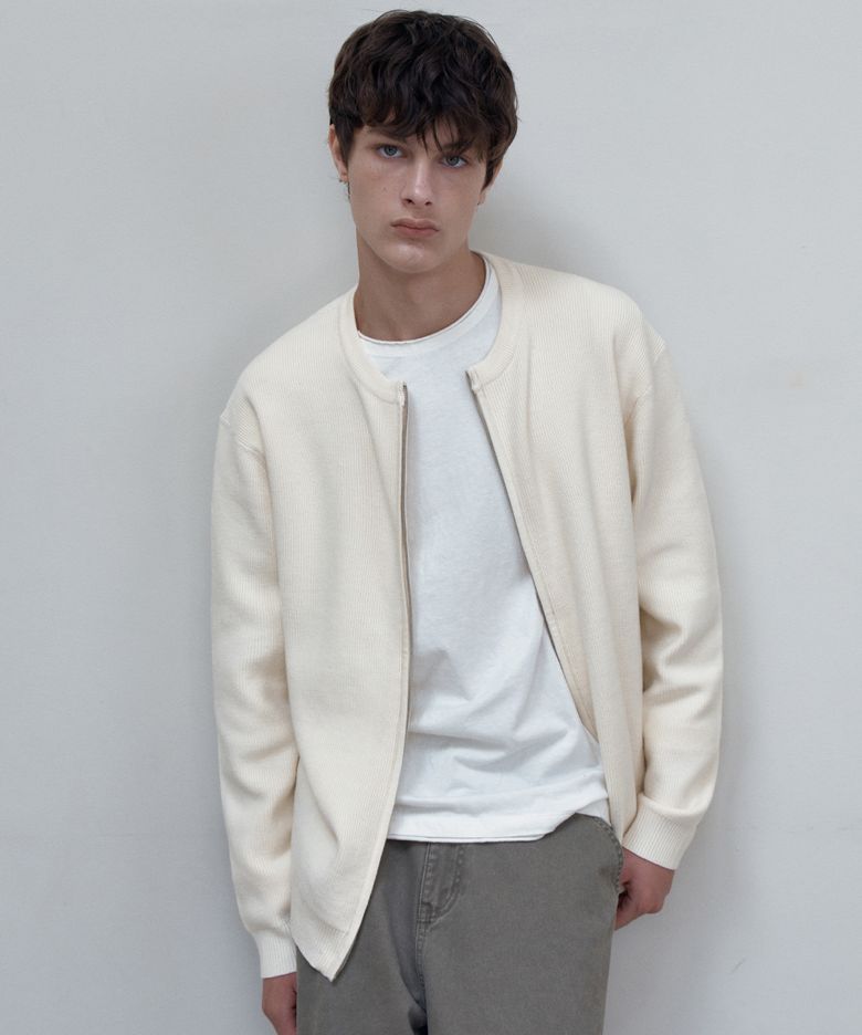 워셔블 라운드 집업 니트 가디건_IVORY(WC26KN19)