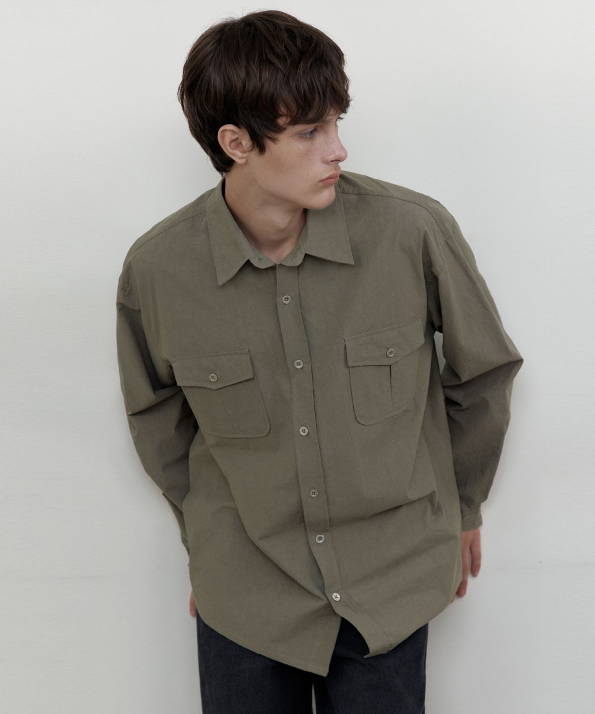 웬즈데이오아시스(WEDNESDAY OASIS) 워크 코튼 셔츠_KHAKI(WB6SH13)