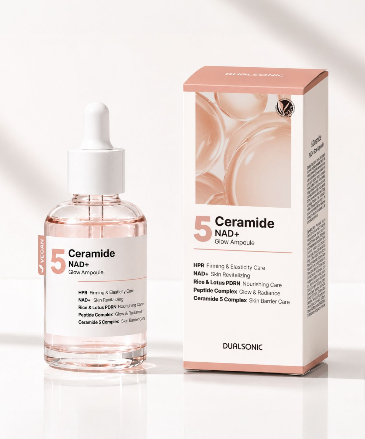 듀얼소닉(DUALSONIC) No.5 세라마이드 NAD+ 글로우 앰플 50ml 윤광 부스터