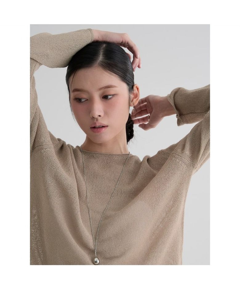 간절기 보트넥 긴소매 풀오버  베이지