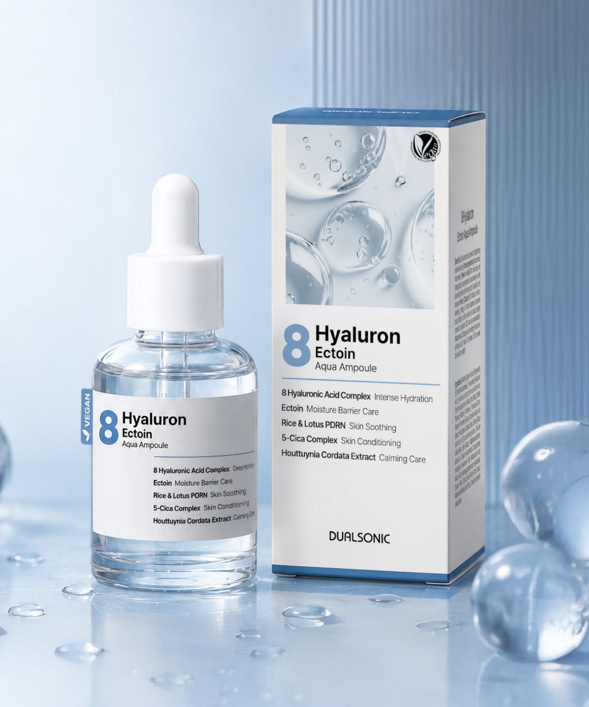 듀얼소닉(DUALSONIC) No.8 히알루론 엑토인 아쿠아 앰플 50ml 수분 충전