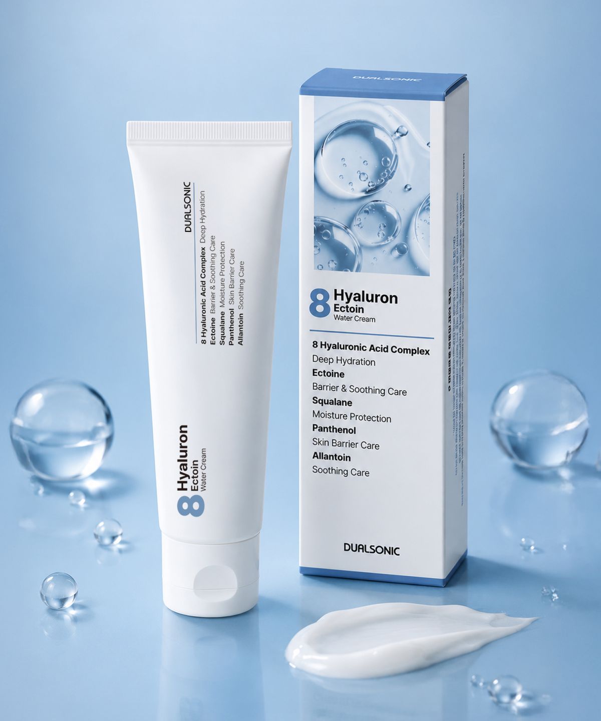 듀얼소닉(DUALSONIC) No.8 히알루론 엑토인 워터 크림 80ml 수분 광채