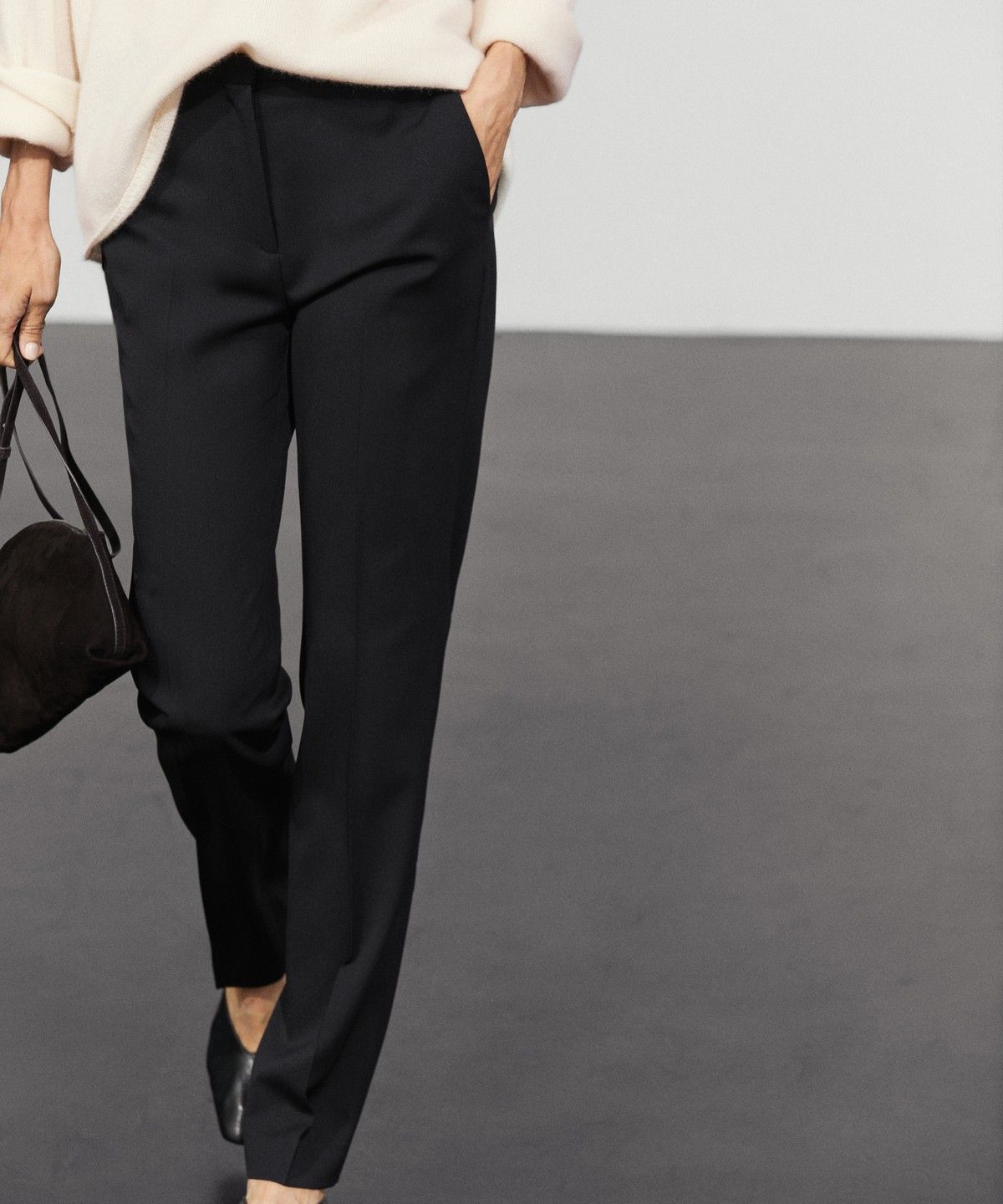 마시모두띠(MASSIMO DUTTI) 울 블렌드 웨이스트밴드 팬츠