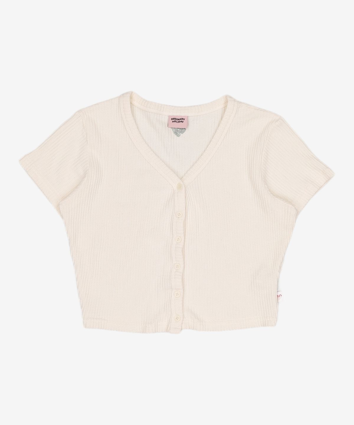 오디너리 홀리데이(ORDINARY HOLIDAY) 와플지브이가디건 WAFFLE FABRIC V NECK CARDIGAN FREE