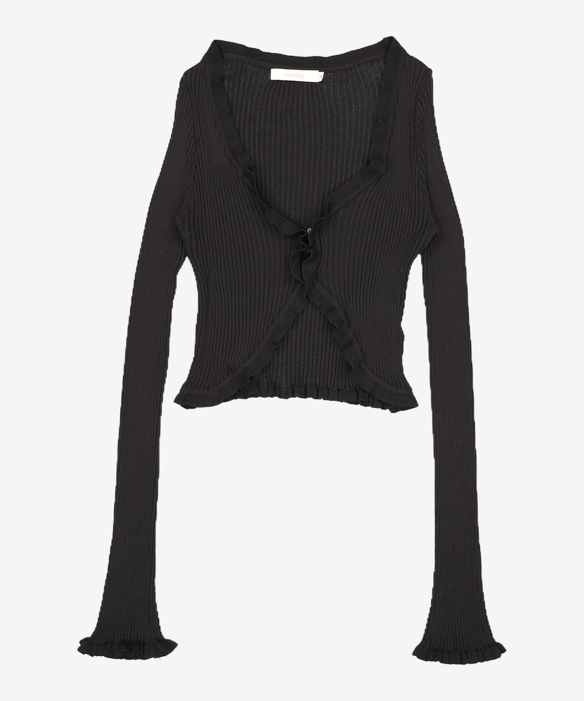큐리티(CURETTY) C RUFFLE HEM CARDIGAN_BLACK S