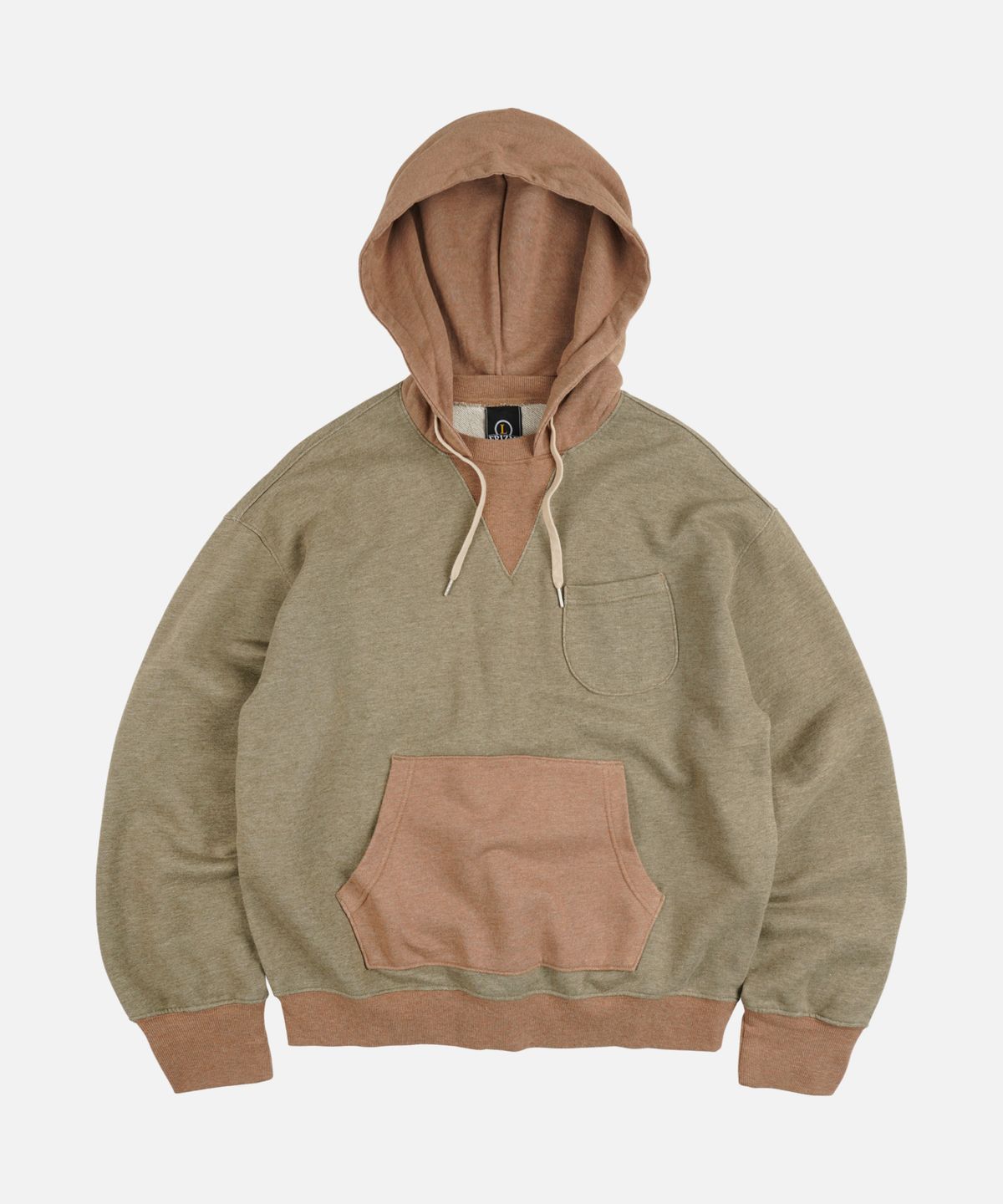 프리즘웍스(FRIZMWORKS) COLOR BLOCK POCKET HOODY _ MUSTARD