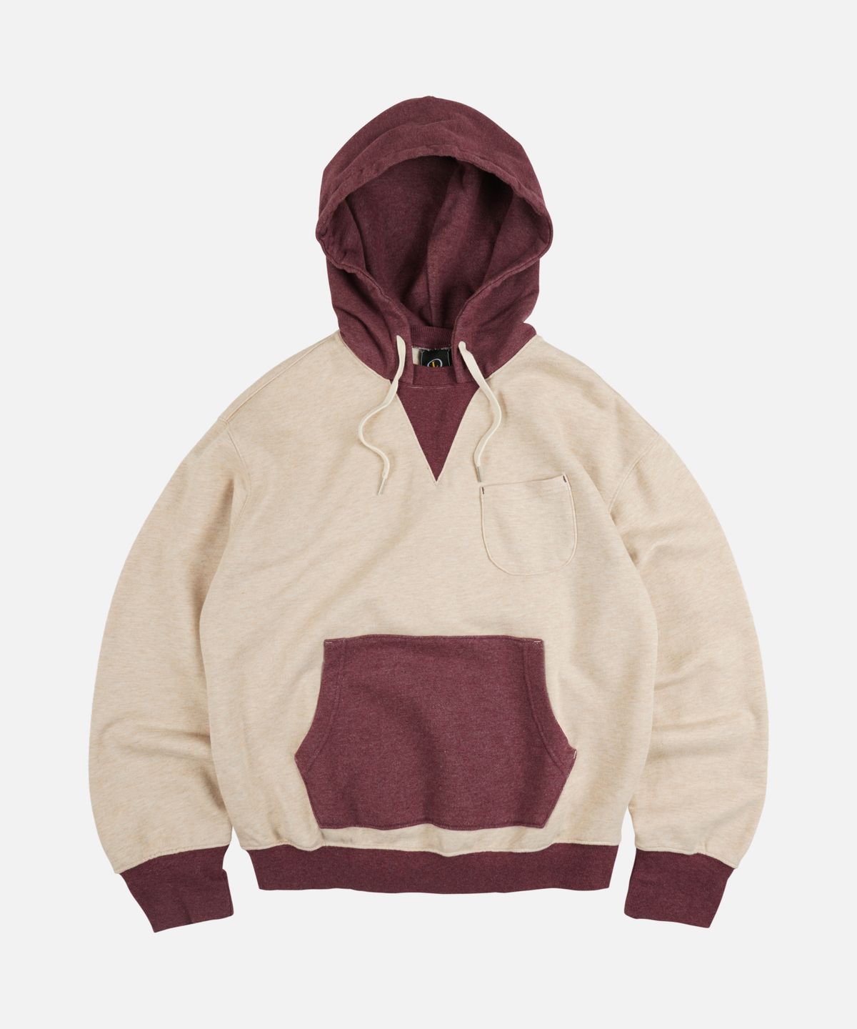 프리즘웍스(FRIZMWORKS) COLOR BLOCK POCKET HOODY _ BURGUNDY