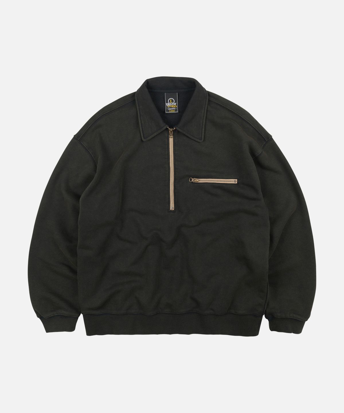 프리즘웍스(FRIZMWORKS) VINTAGE DYEING HALF ZIP SWEAT _ VINTAGE BLACK