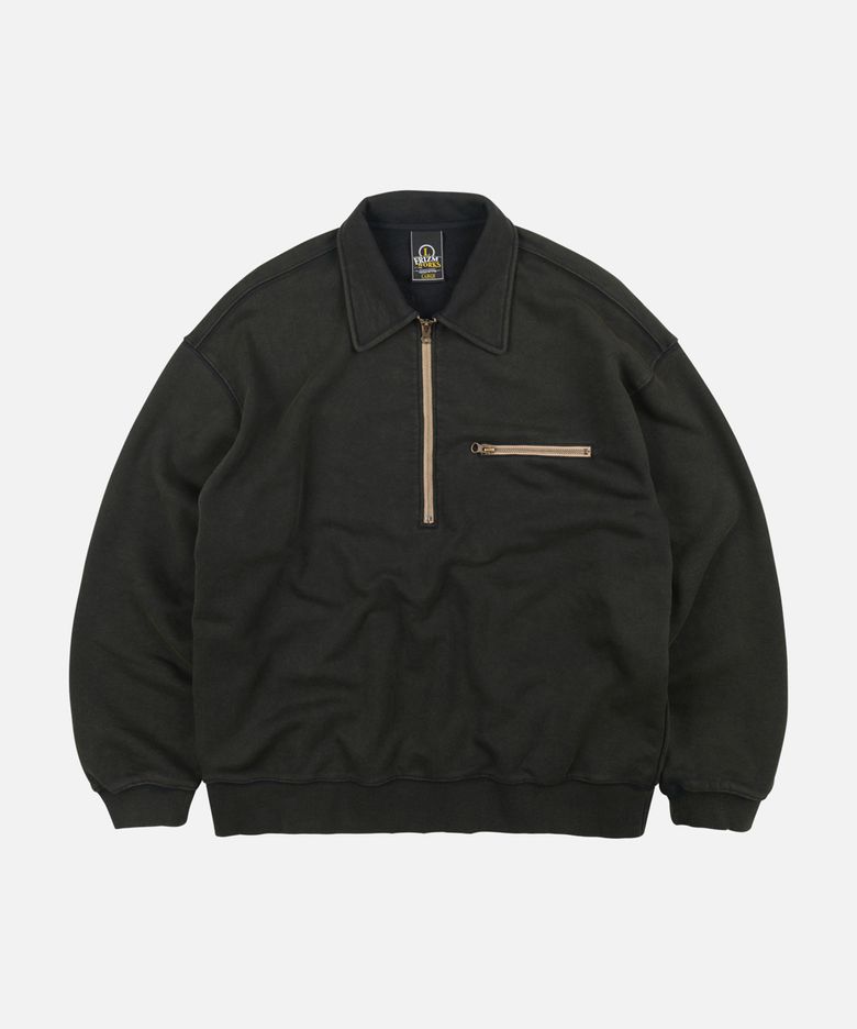 VINTAGE DYEING HALF ZIP SWEAT _ VINTAGE BLACK