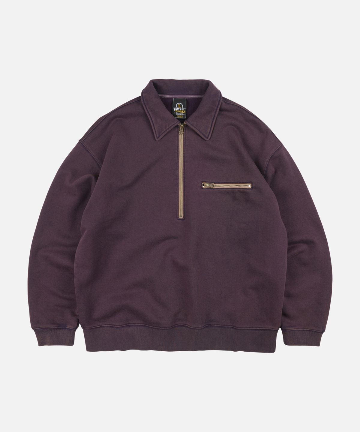 프리즘웍스(FRIZMWORKS) VINTAGE DYEING HALF ZIP SWEAT _ VINTAGE PURPLE