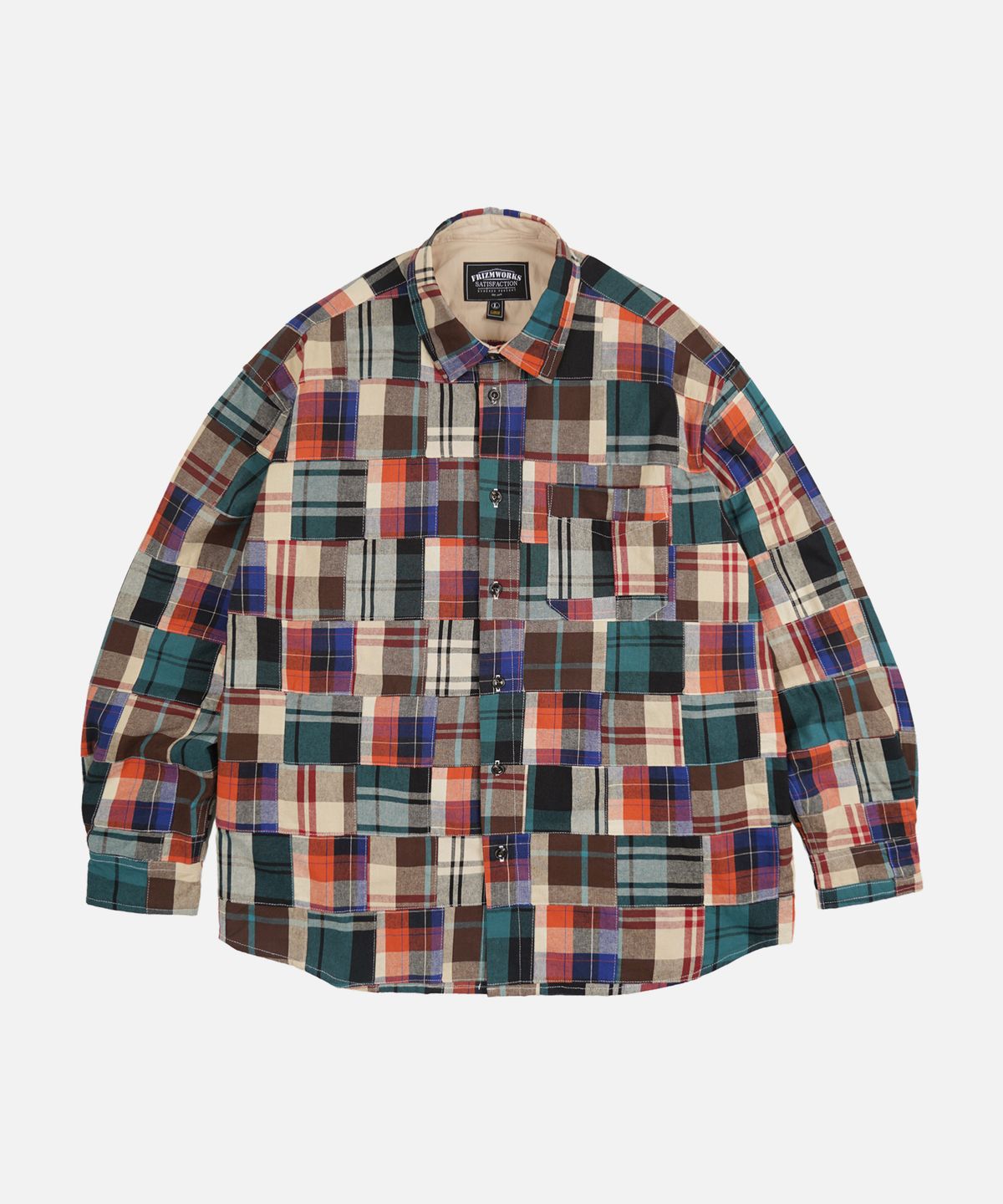 프리즘웍스(FRIZMWORKS) MADRAS PATCHWORK RELAXED SHIRT _ BEIGE