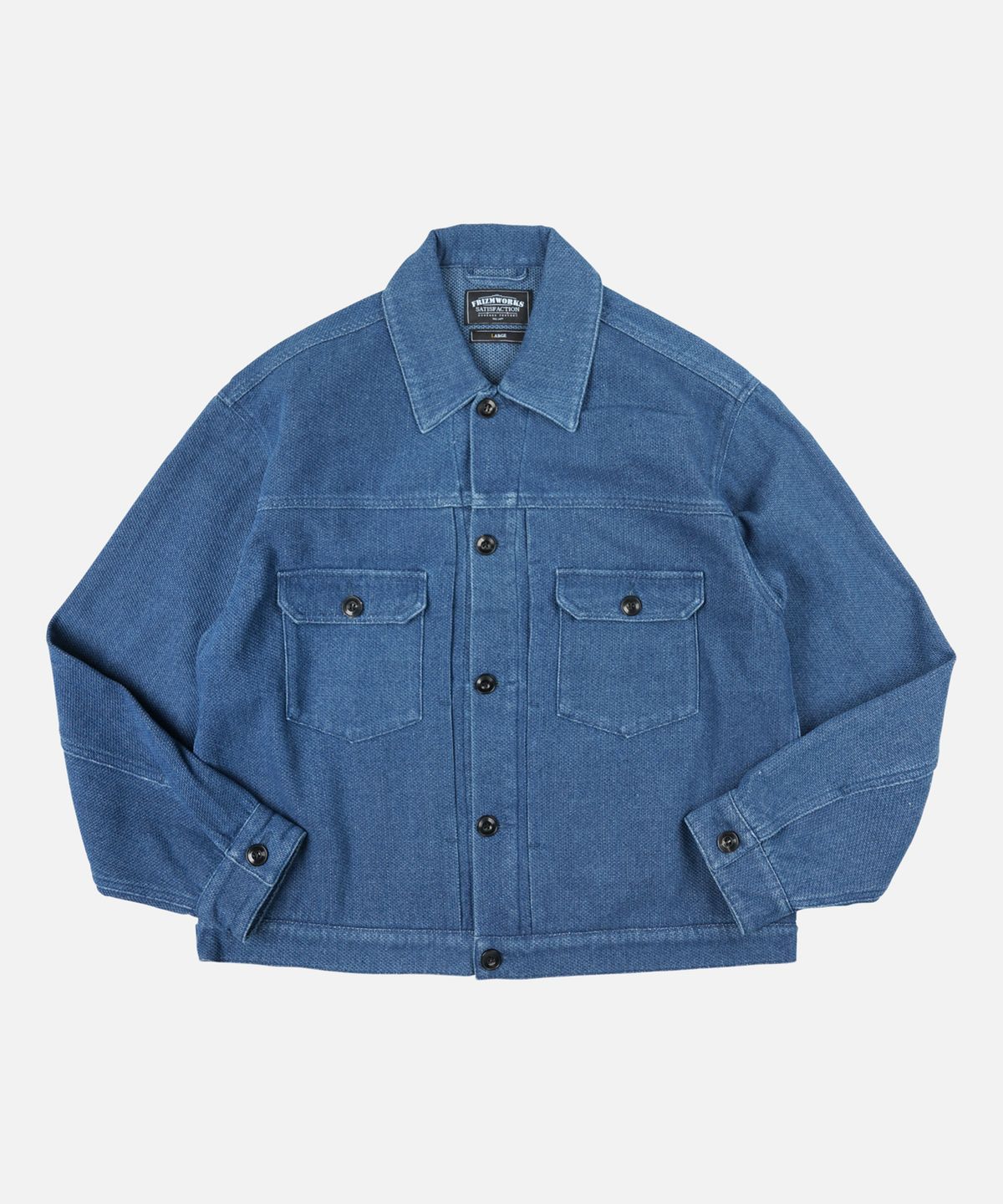 프리즘웍스(FRIZMWORKS) SASHIKO DENIM TRUCKER JACKET _ MID BLUE