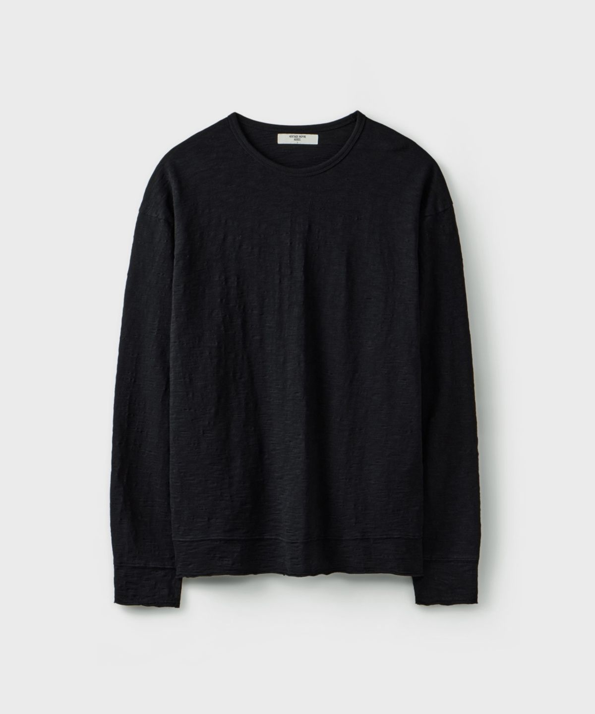 유니온블루(UNION BLUE) SLUB CUT-OFF L/S T-SHIRT [BLACK]
