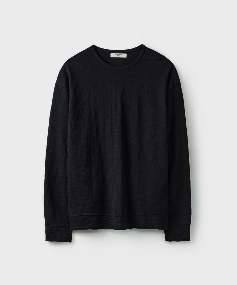 SLUB CUT-OFF L/S T-SHIRT [BLACK]