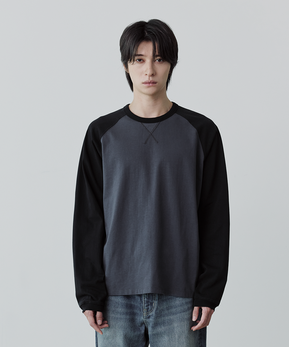 유니온블루(UNION BLUE) GUSSET RAGLAN L/S T-SHIRT [CHARCOAL]
