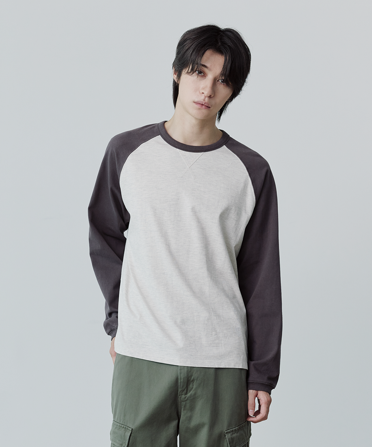 유니온블루(UNION BLUE) GUSSET RAGLAN L/S T-SHIRT [BROWN]