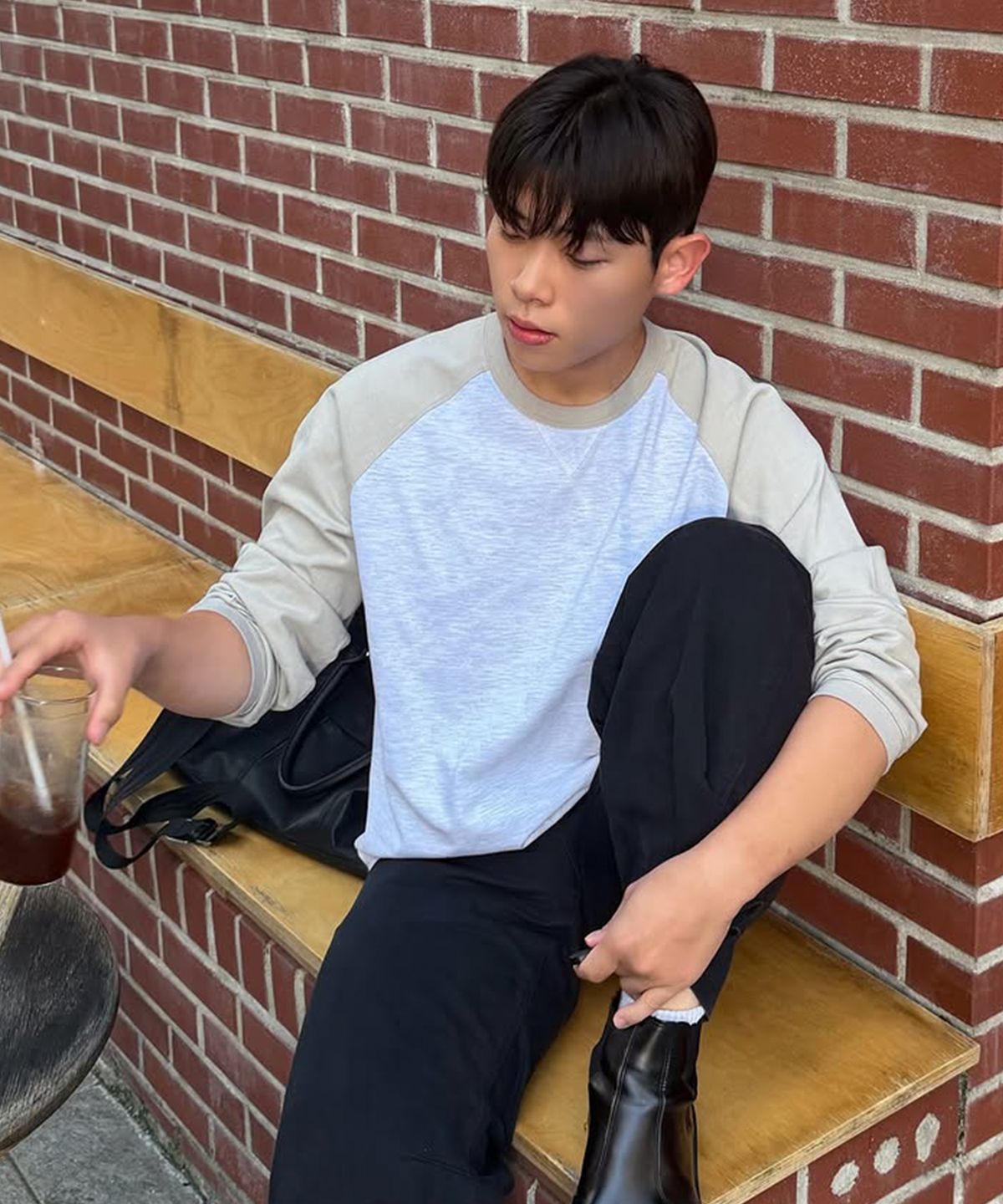 유니온블루(UNION BLUE) GUSSET RAGLAN L/S T-SHIRT [BEIGE]