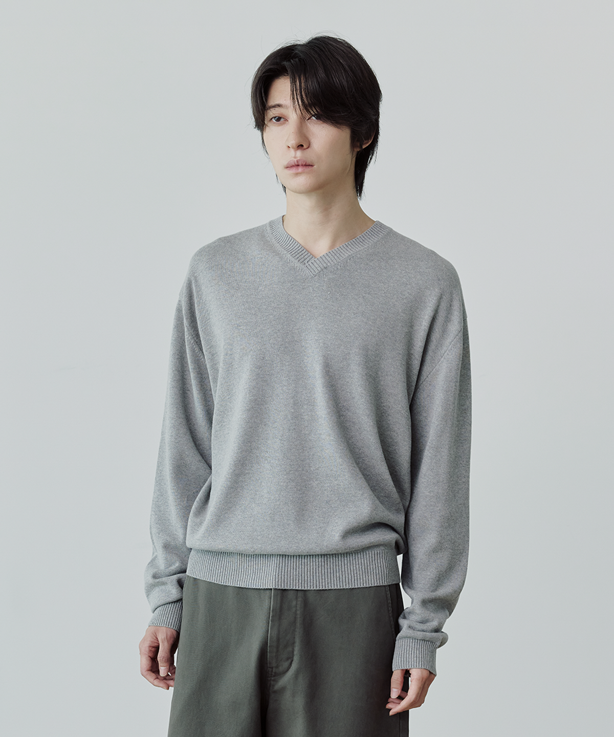 유니온블루(UNION BLUE) ACCORD V-NECK KNIT [MELANGE GRAY]