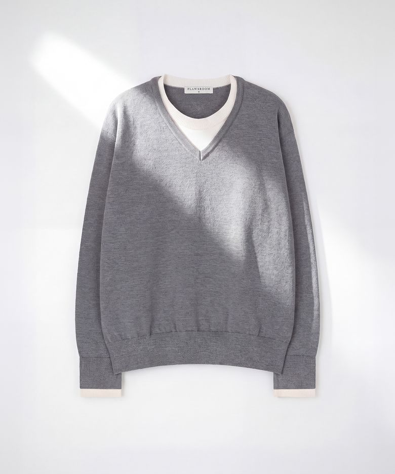 Layered Soft V Neck GREY