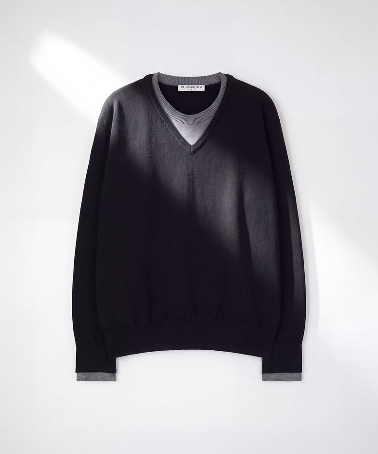 Layered Soft V Neck BLACK