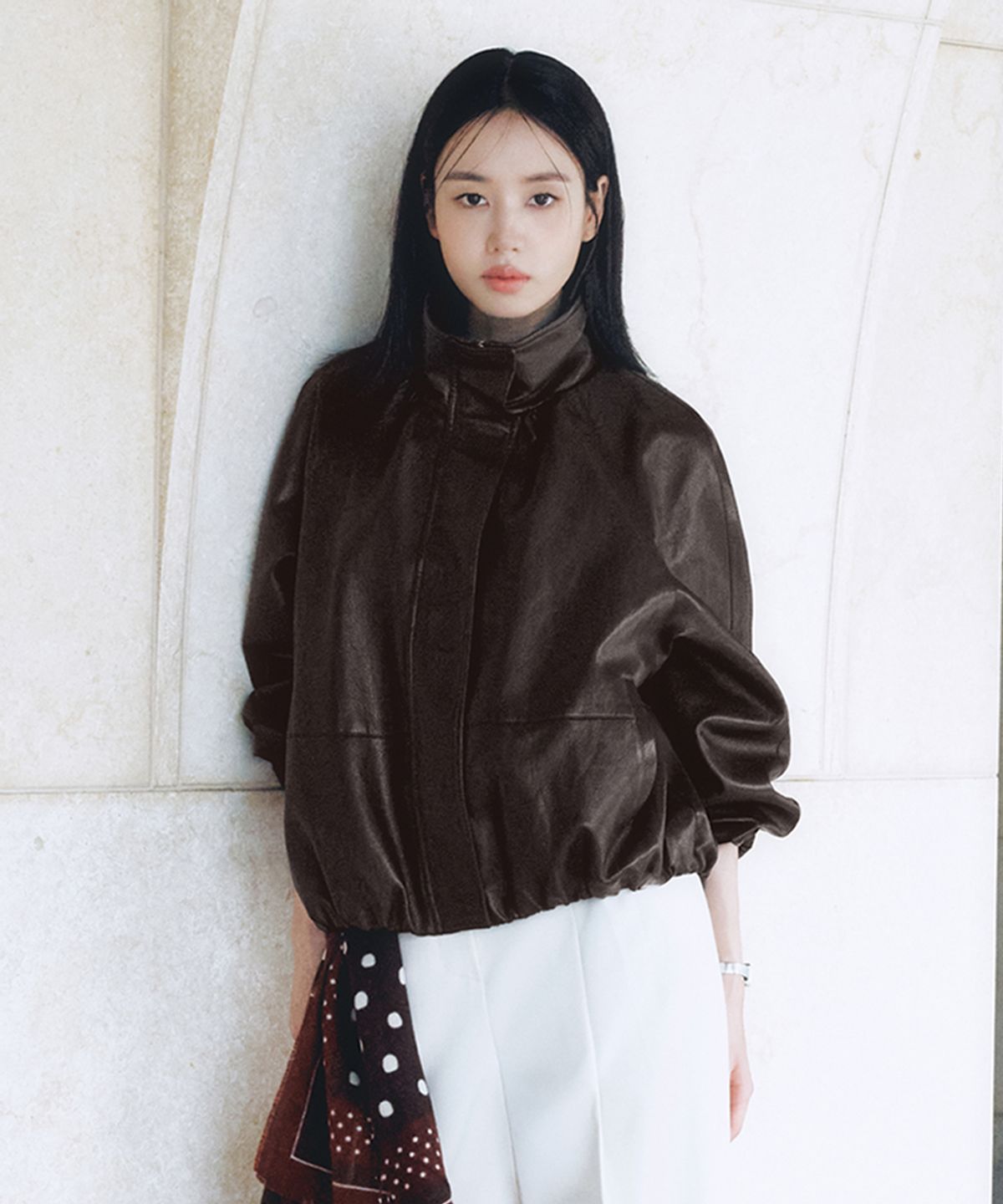 셀렙샵에디션(CELEBSHOP EDITION) 26FW FAUX 레더 하이넥 점퍼 (여)