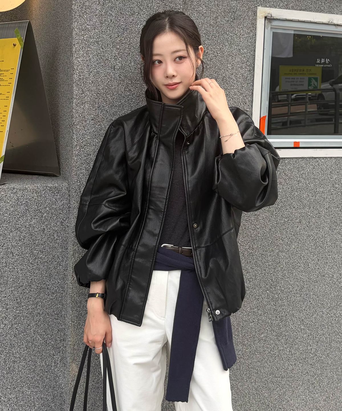 셀렙샵에디션(CELEBSHOP EDITION) 26FW FAUX 레더 하이넥 점퍼 (여)