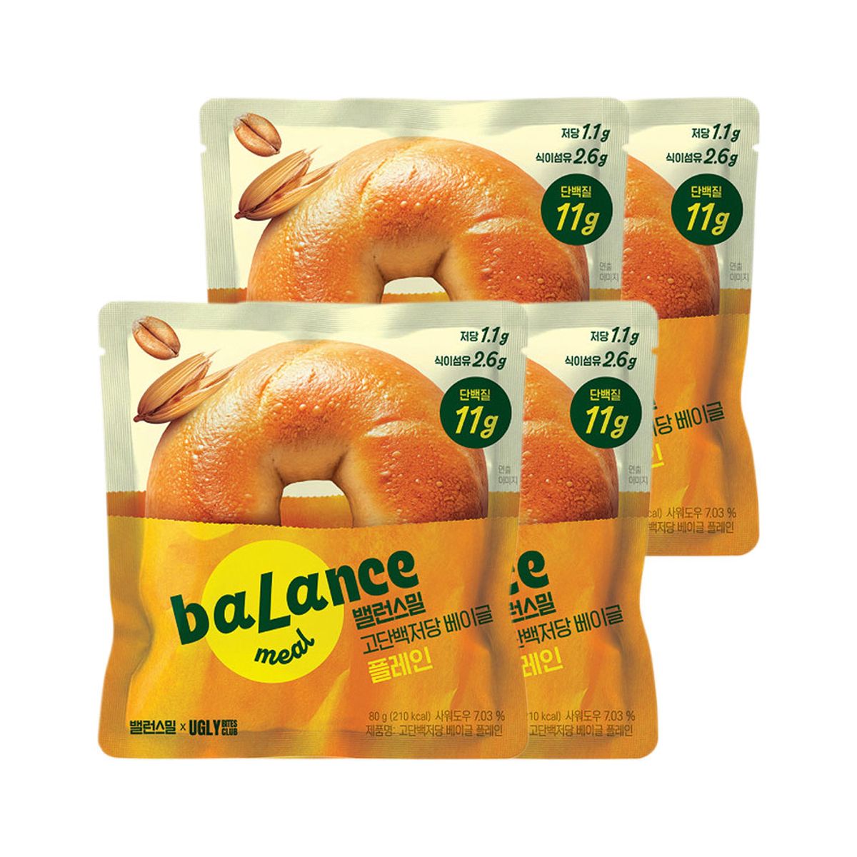 CJ제일제당(CJCHEILJEDANG) 밸런스밀 고단백저당 플레인 베이글 80g x4개