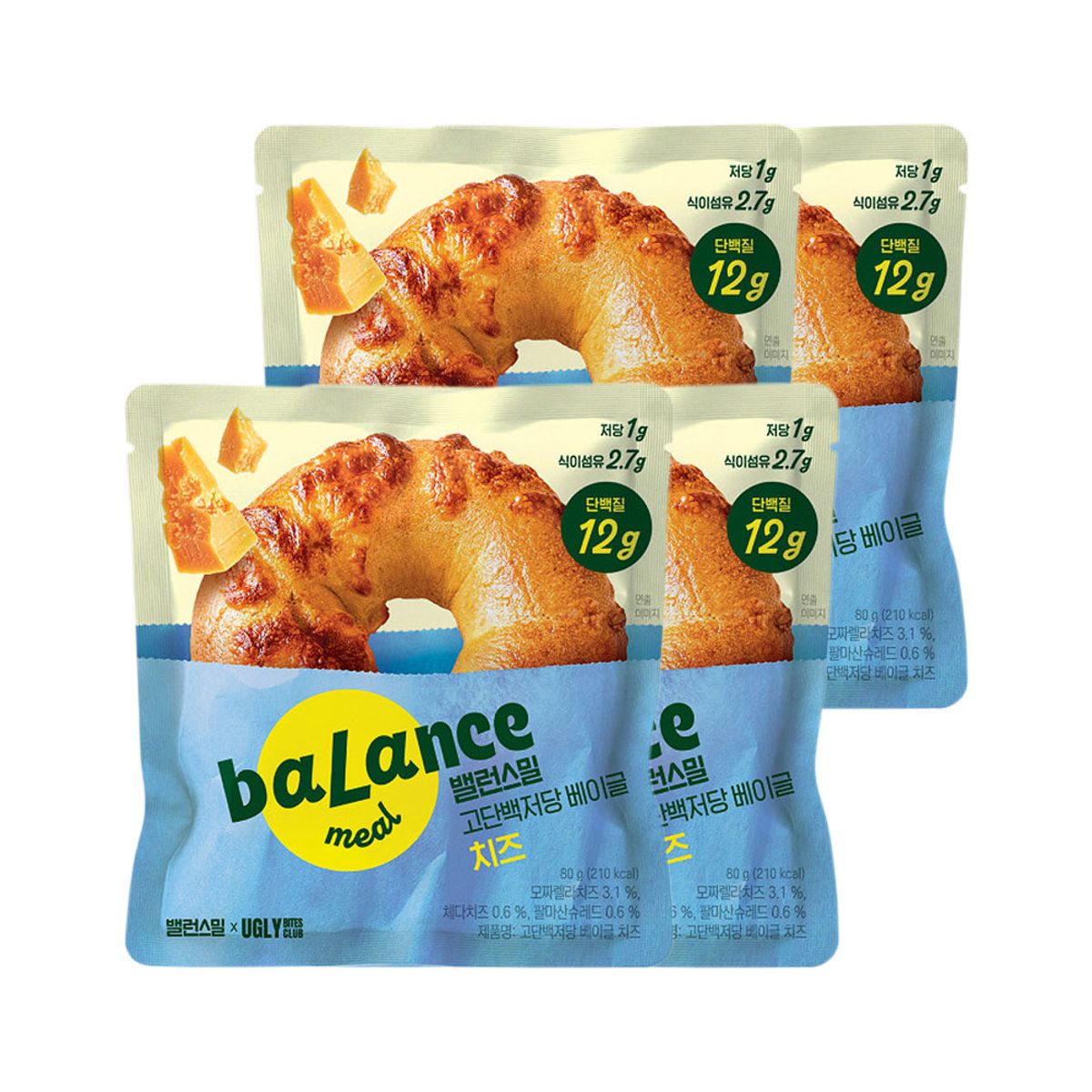 CJ제일제당(CJCHEILJEDANG) 밸런스밀 고단백저당 치즈 베이글 80g x4개