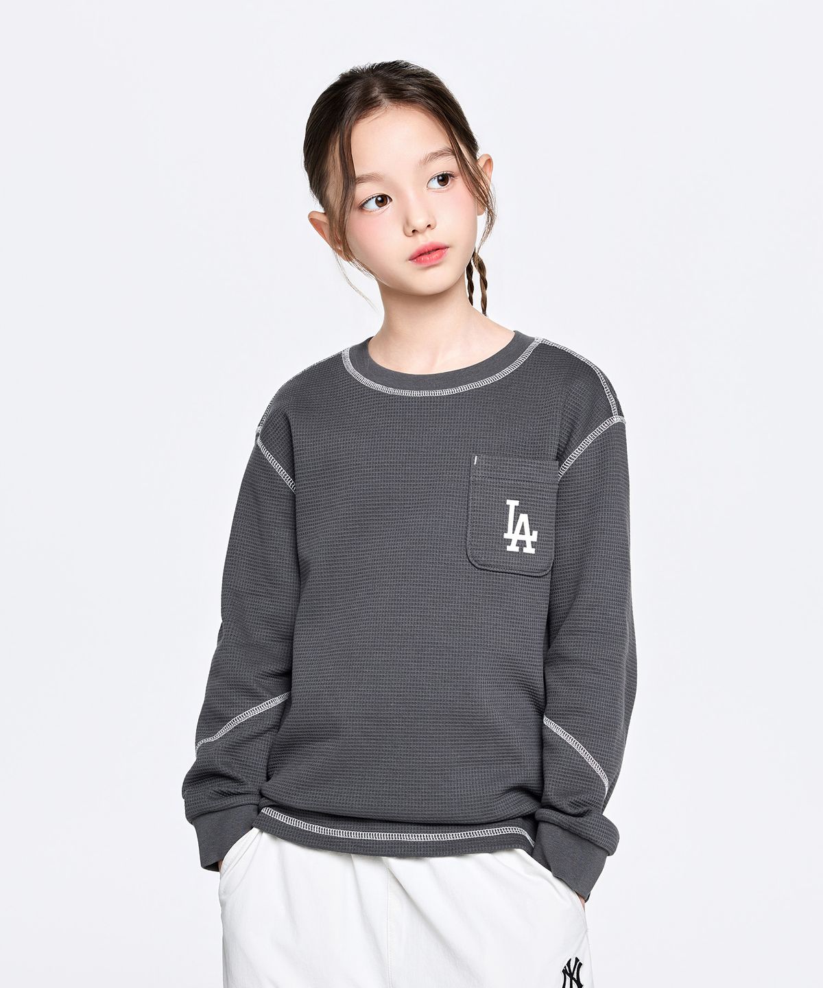 엠엘비 키즈(MLB KIDS) 스트릿 아트웍 와플지 티셔츠 LA (D.Grey)