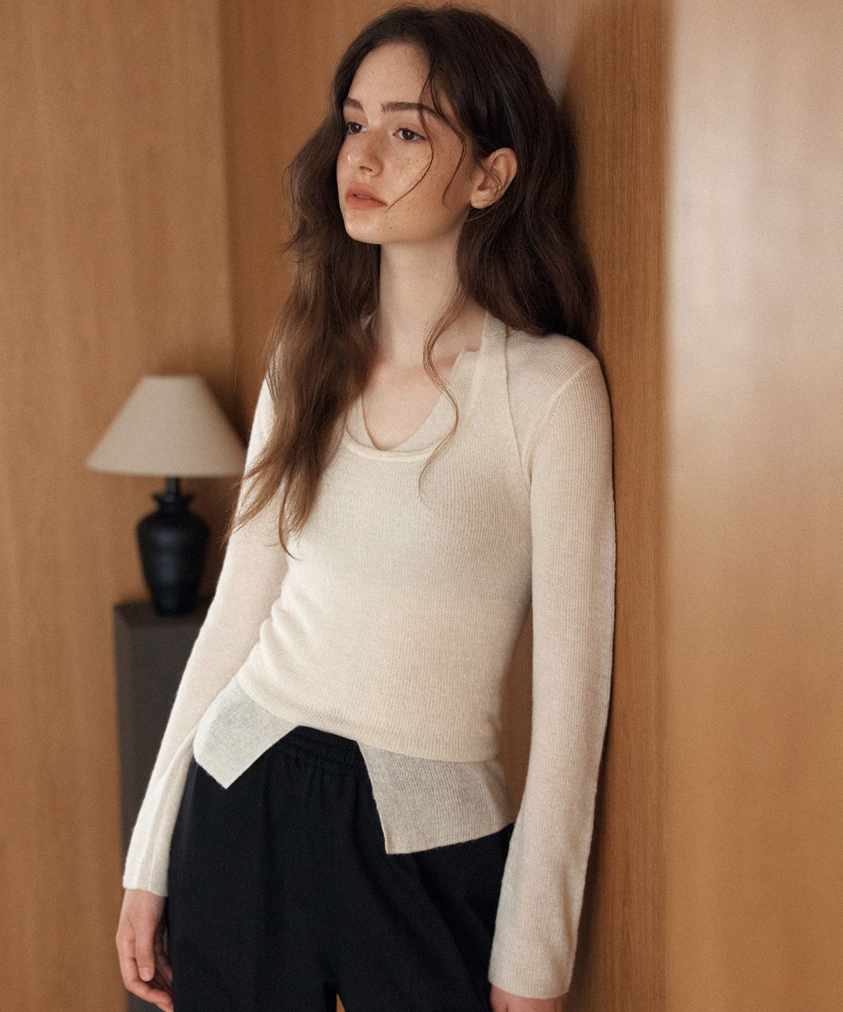엽페(YUPPE) [SET] 홀터넥 뷔스티에_아이보리