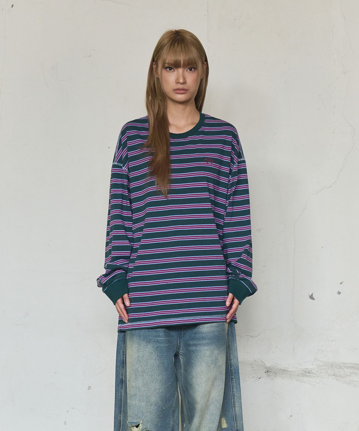 논타입(NONTYPE) MULTI STRIPE LONG SLEEVE (RED)