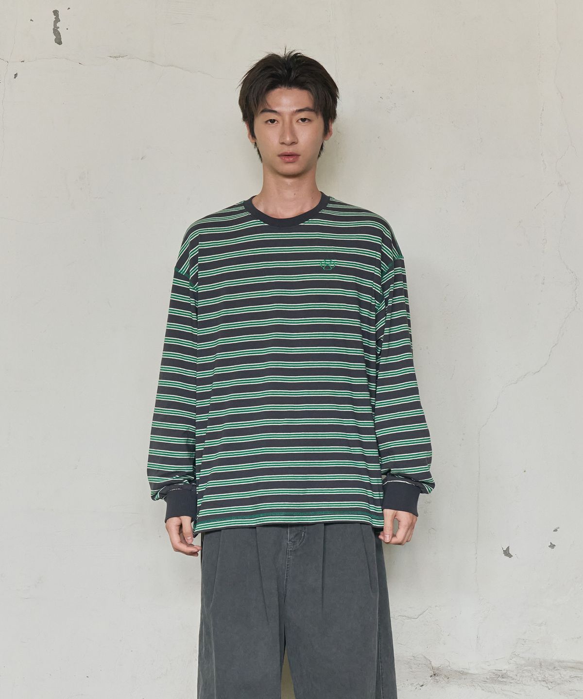 논타입(NONTYPE) MULTI STRIPE LONG SLEEVE (GREEN)