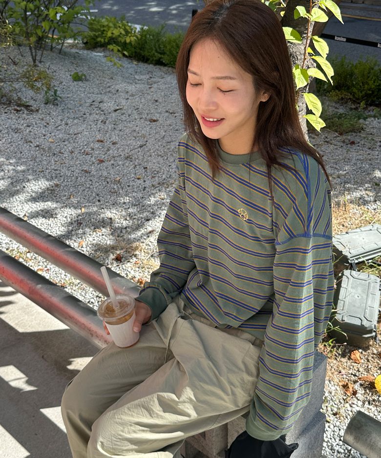 MULTI STRIPE LONG SLEEVE (KHAKI)